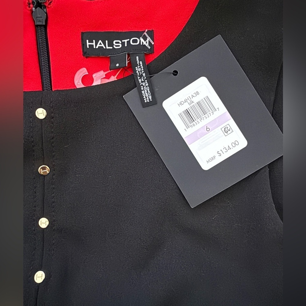 Halston Heritage Starburst-Seamed Scuba Crepe Sleeveless Sheath Dress Black Nwt - Picture 10 of 14
